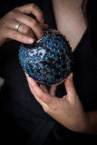 vaso  in  gres e  smalto blu zaffiro