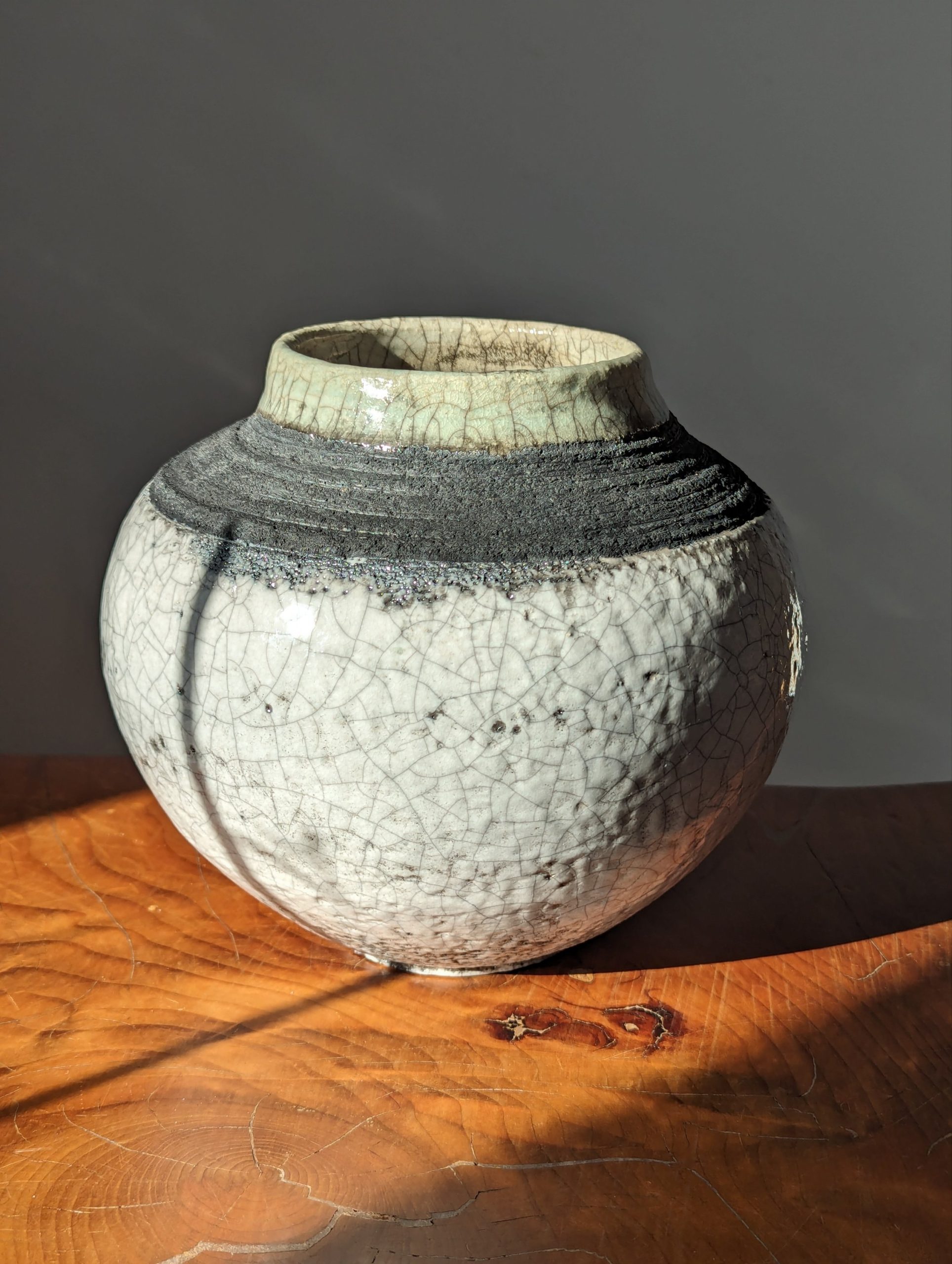 vaso raku bianco